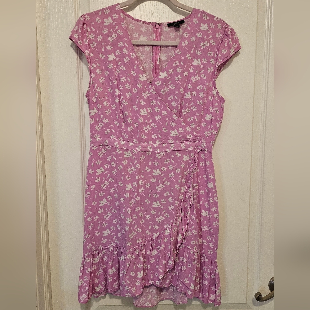 J Crew FauxWrap Pink Floral Print Dress